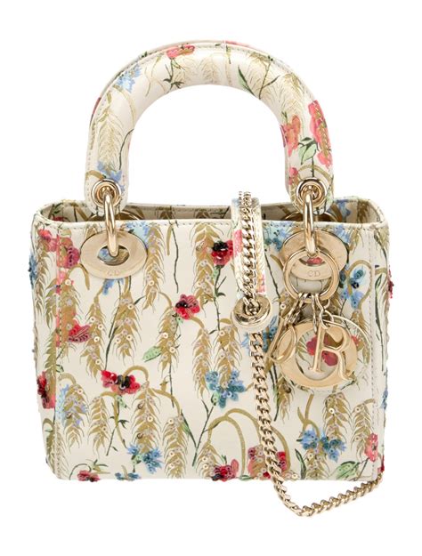 2020 Mini Hibiscus Embroidered Lady Dior satchel 